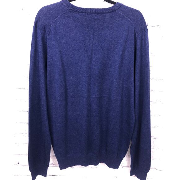 Brooks Brothers 346 Supima Cotton Preppy V-Neck Long Sleeve Blue Sweater L - Picture 4 of 12